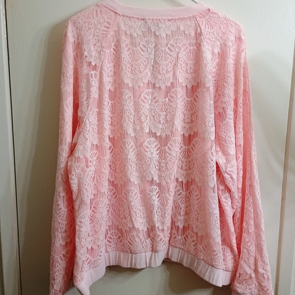 Marc Bouwer Pink Lace Bomber Jacket - Picture 2 of 7